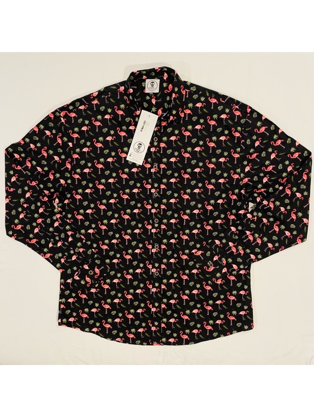 New Mumy Room Shirt Mens XXL Flamingos Long Sleeves Special Edition Cotton Black
